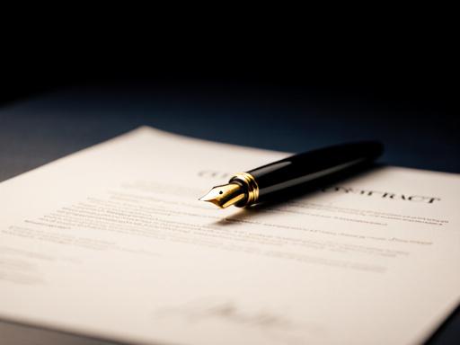 Close up of professional fountain pen on a legal document in a London office